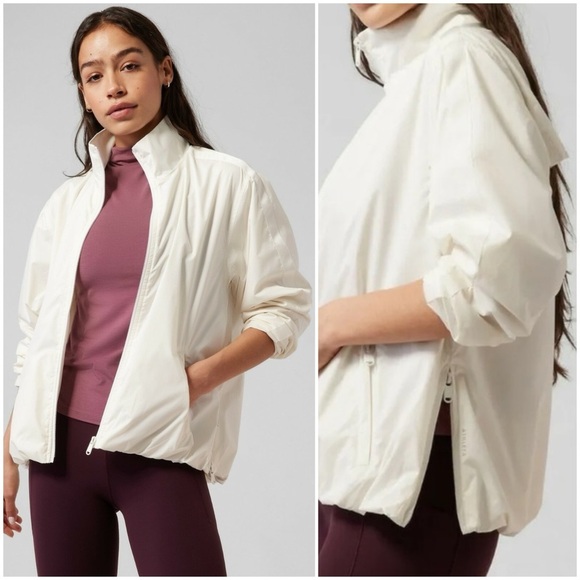 Athleta Sightseer Lace Jacket Size 1X Magnolia White Cream Water Resistant 21 - Picture 1 of 14